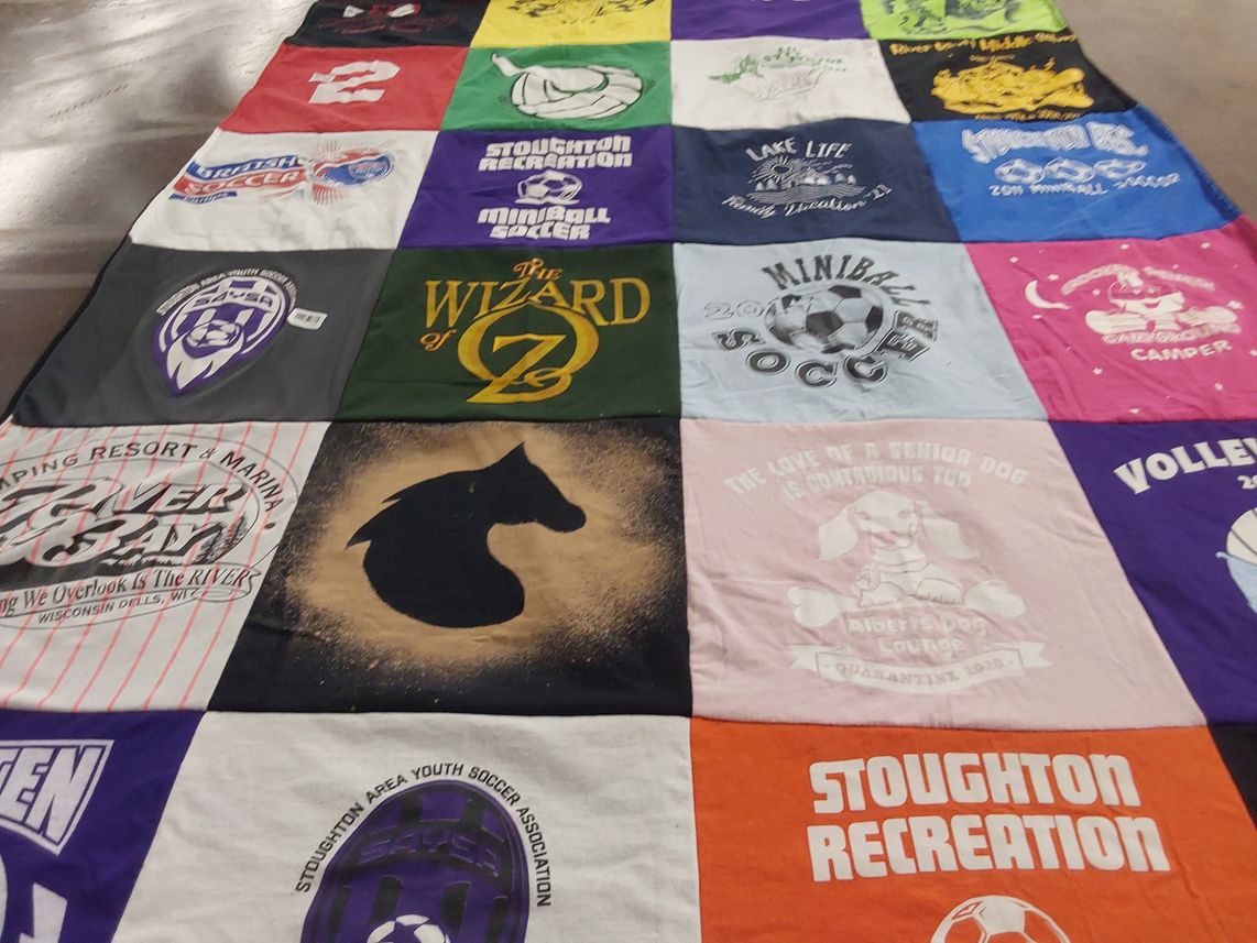 T-shirt quilt featuring miniball soccer by Sarah from WI