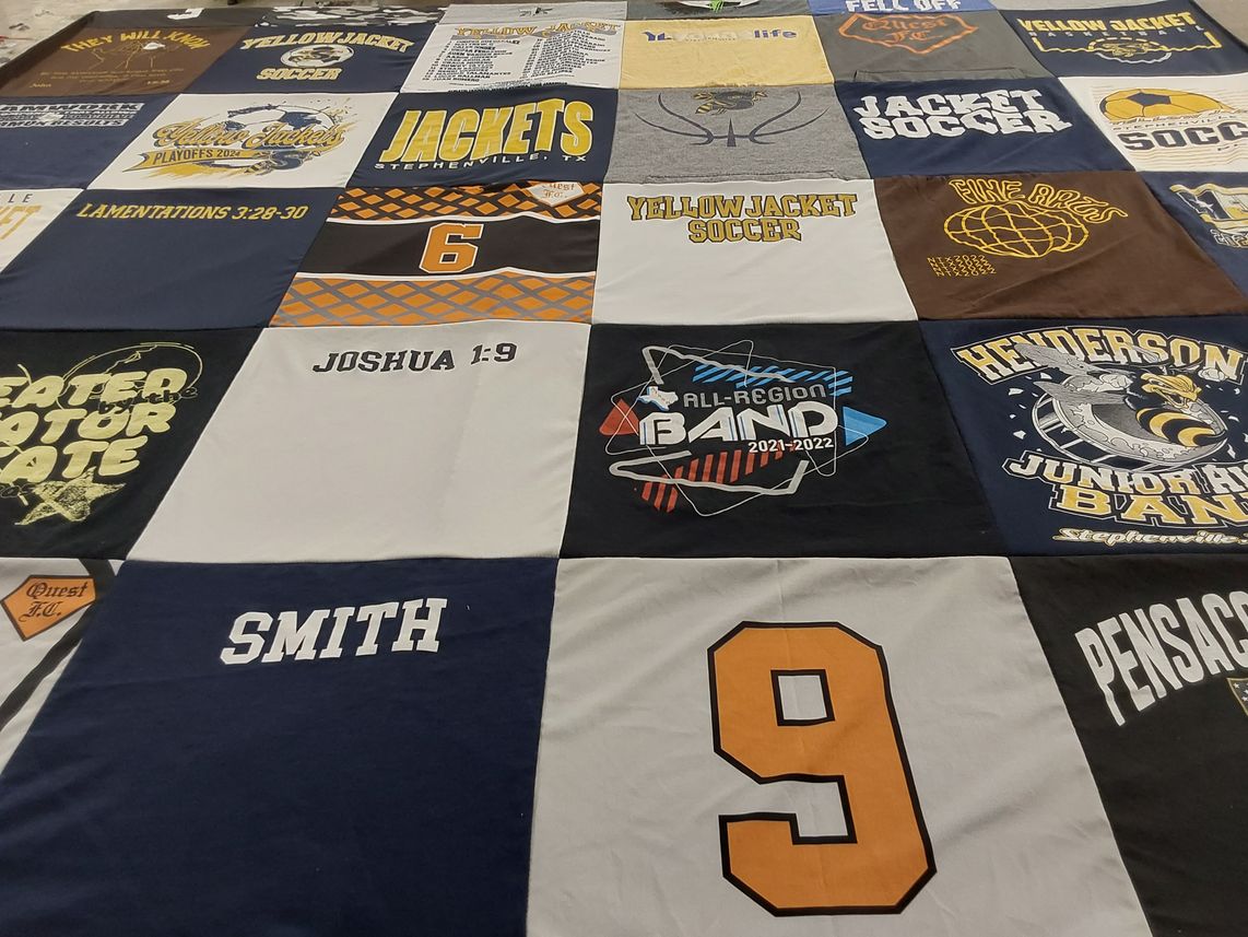 T-shirt quilt featuring stephenville yellowjackets by Misty from TX