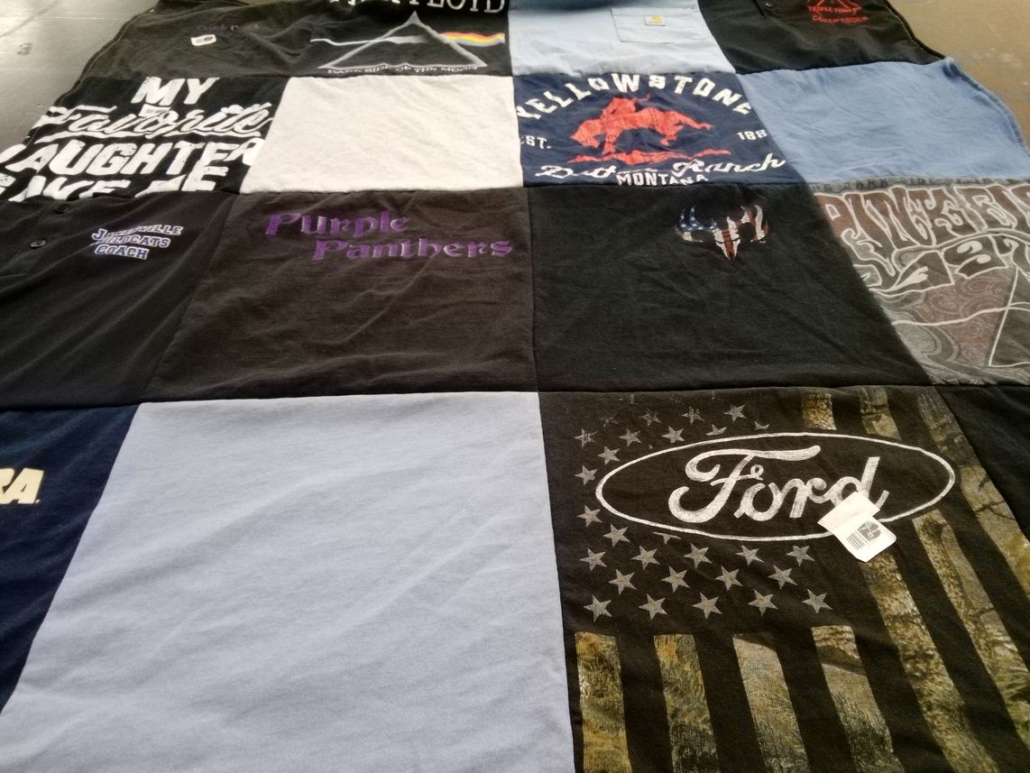 T-shirt quilt featuring purple panthers by Sheri from CA