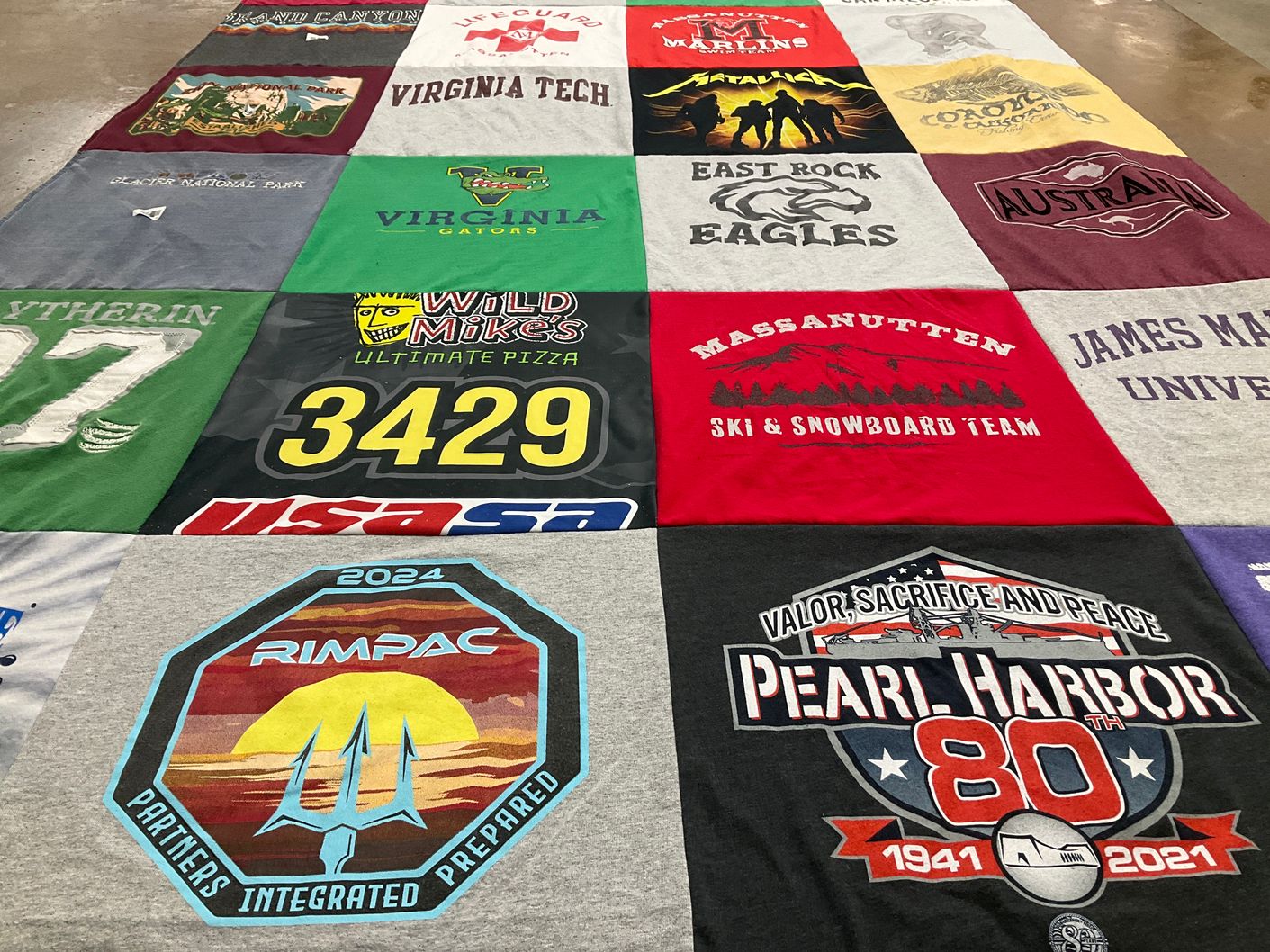 T-shirt quilt featuring massanutten ski and snowboard team, east rock eagles by Stacy from VA