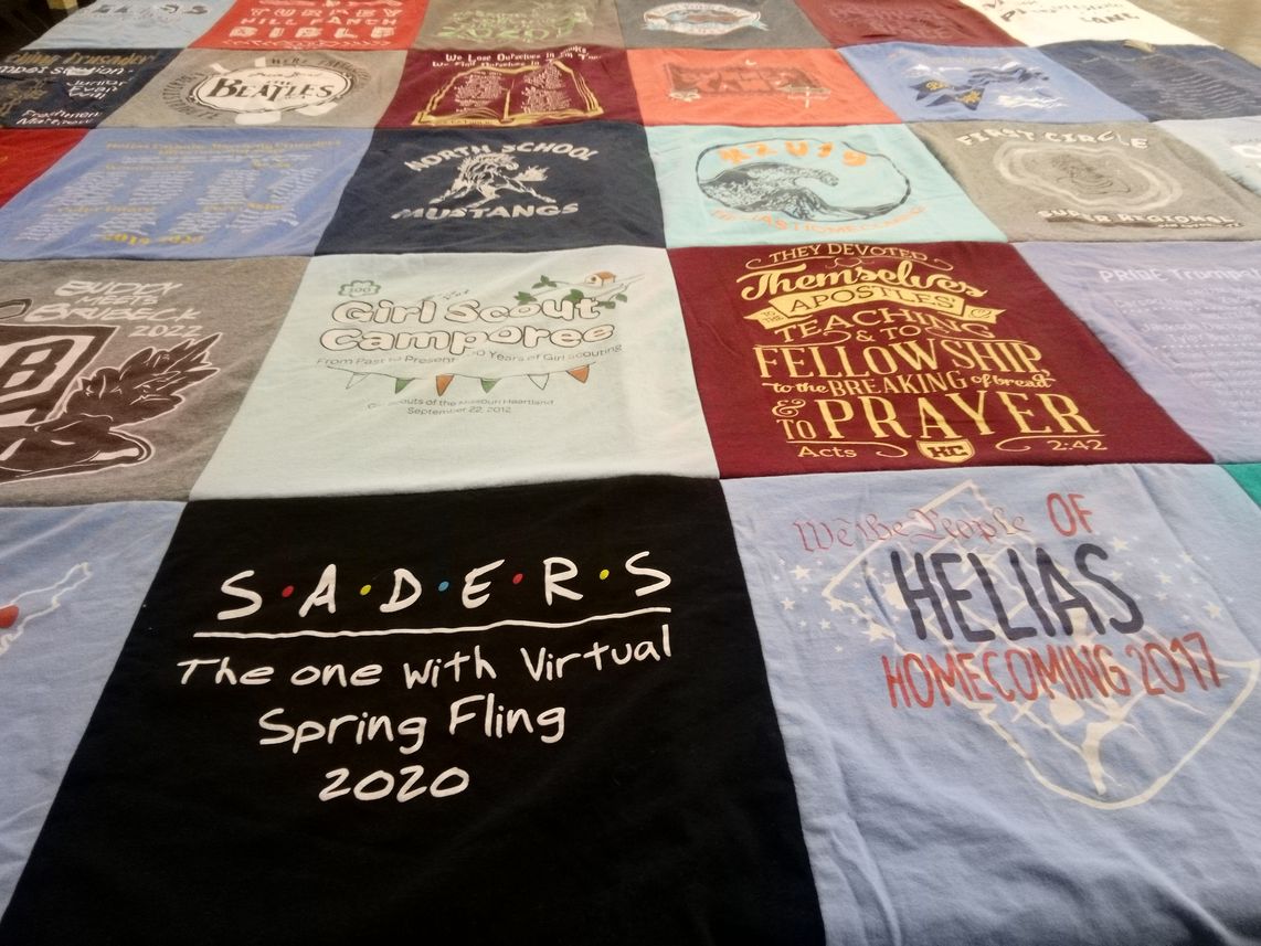 T-shirt quilt featuring north school mustangs by Ramona from MO