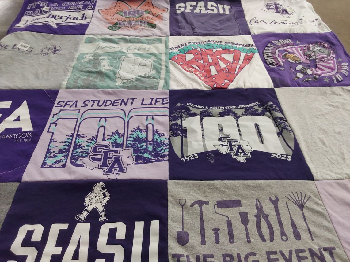 T-shirt quilt featuring stephen f. austin state university athletics by Brooke from TX