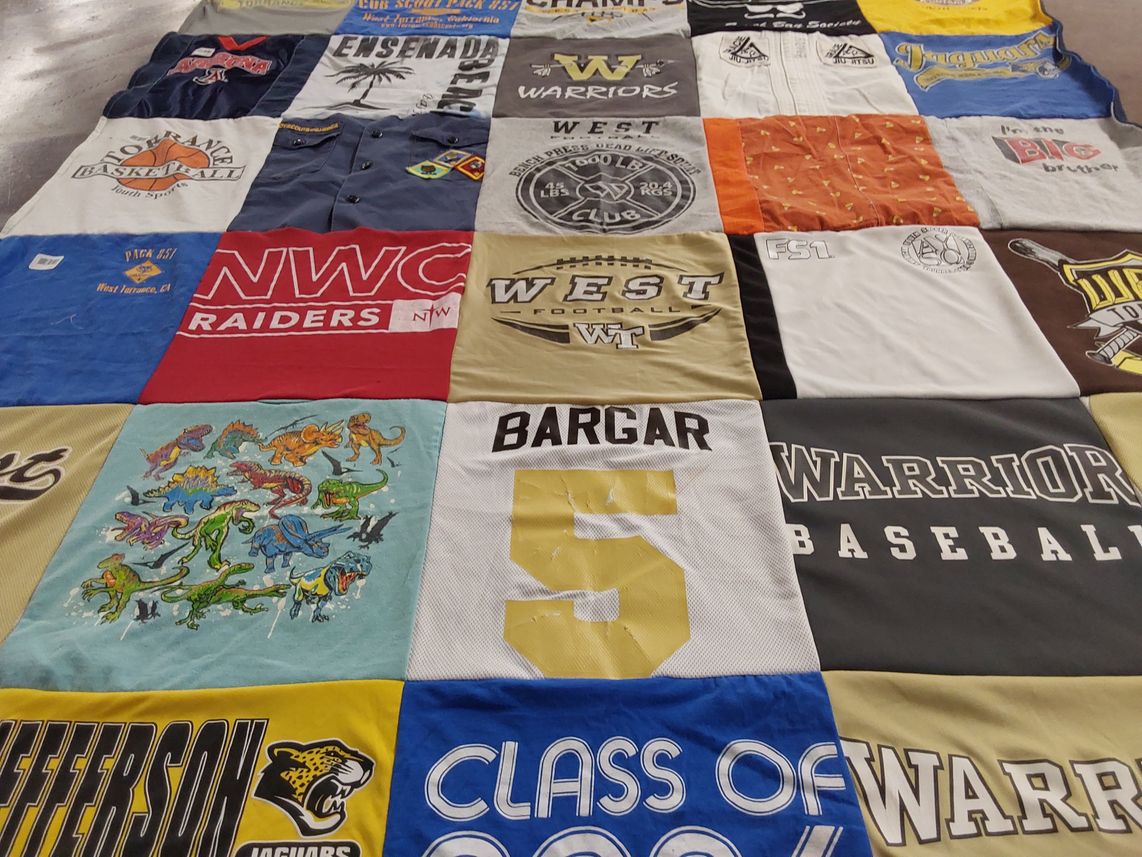 T-shirt quilt featuring nwc raiders, warriors by Kelli from CA