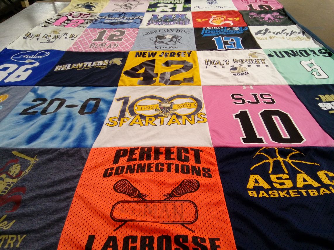 T-shirt quilt featuring spartan basketball, sjs basketball by Terra from NJ