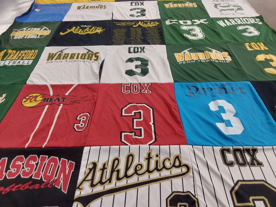 T-shirt quilt featuring warriors by Hope from PA