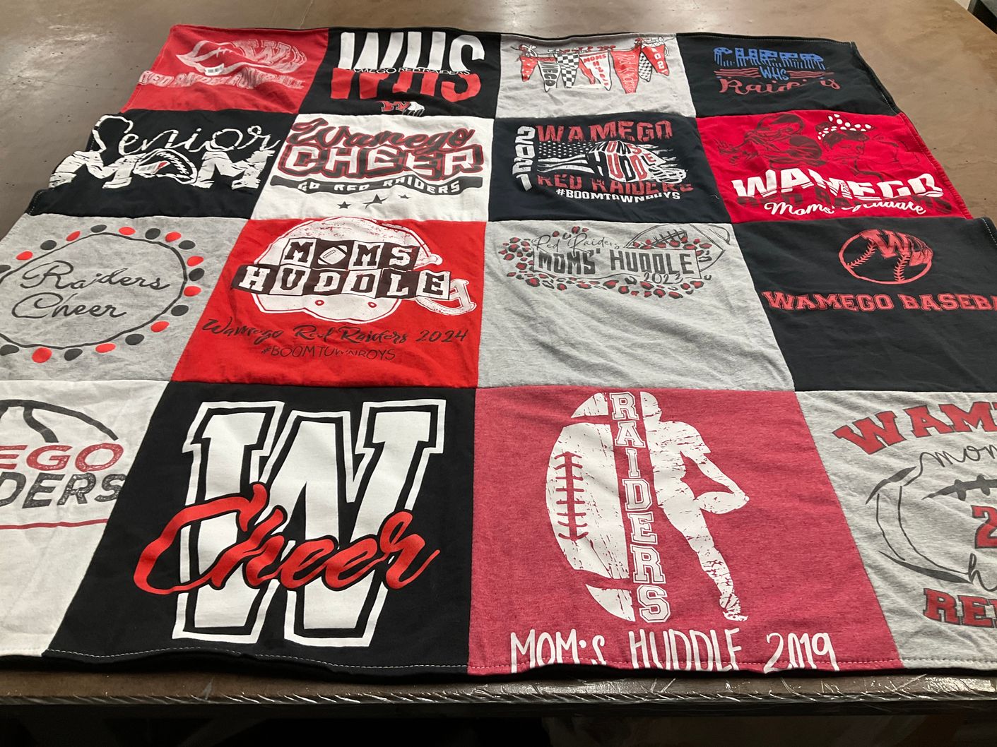 T-shirt quilt featuring wamego red raiders by Julene from KS