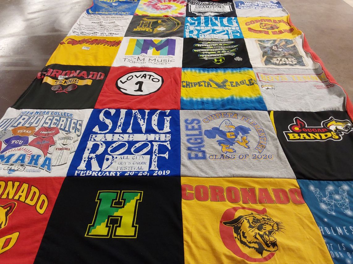 T-shirt quilt featuring chipeta eagles by Jodi from CO