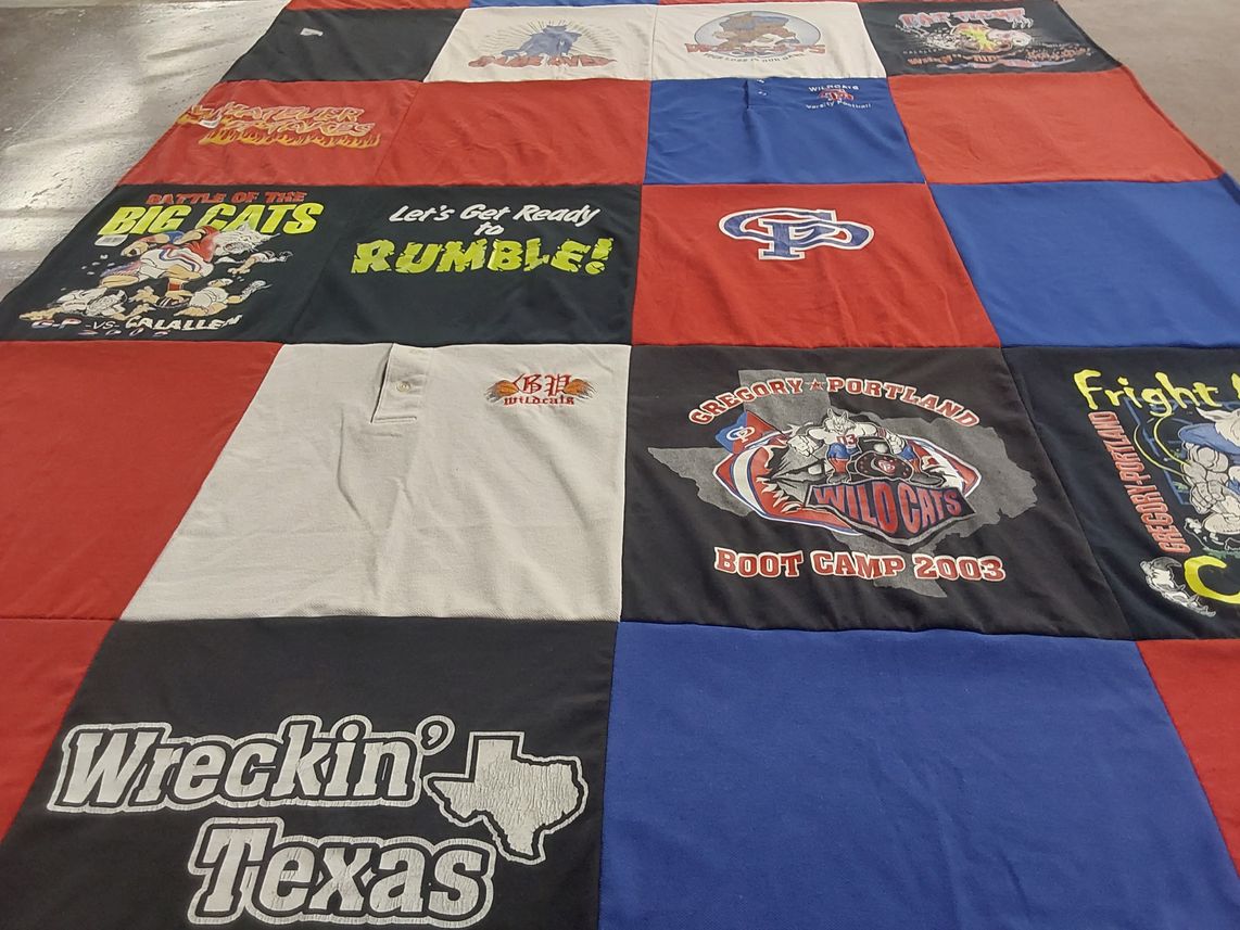 T-shirt quilt featuring gregory-portland wildcats by Tomla from TX