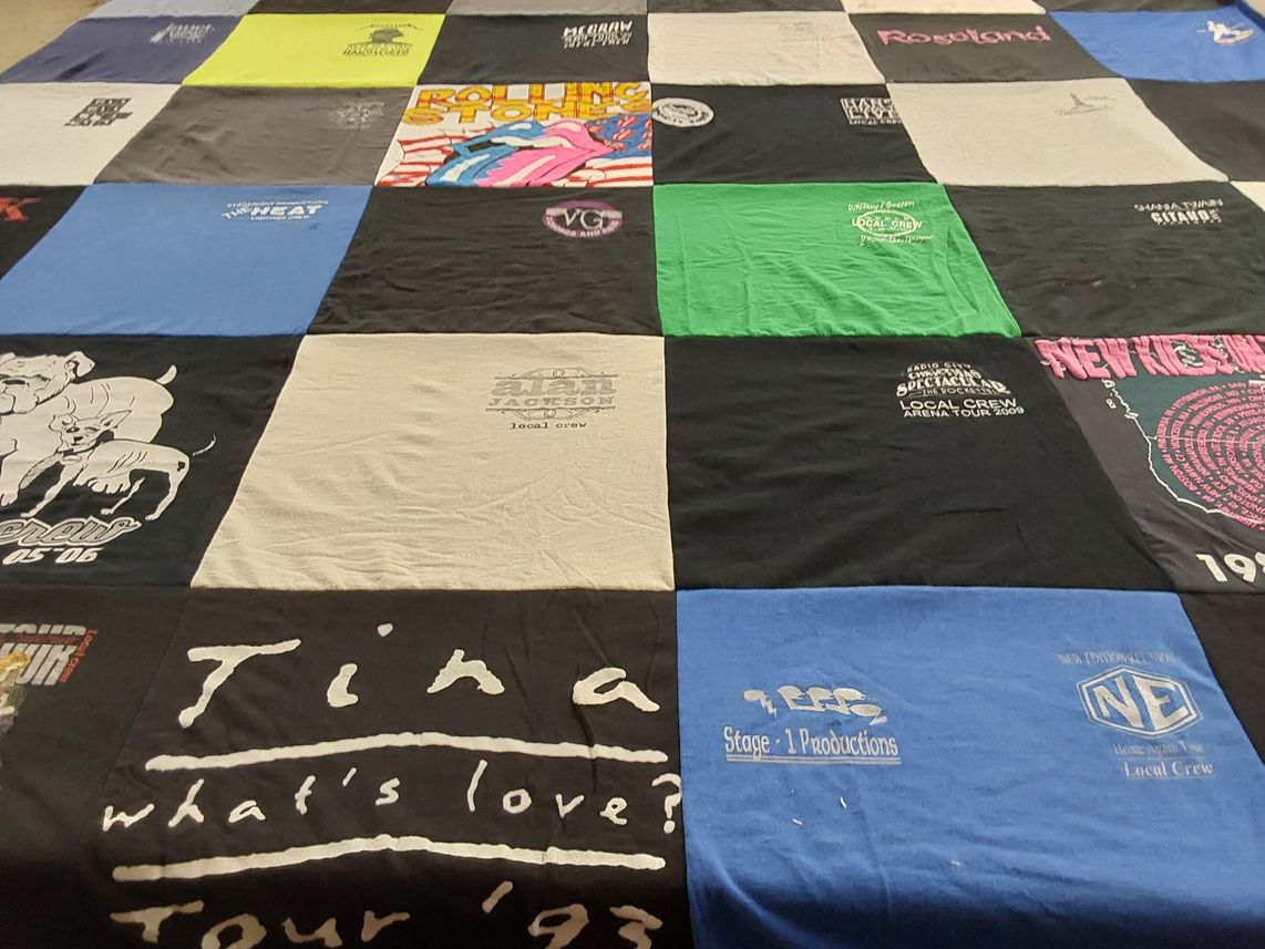 T-shirt quilt with music, concerts themes by Joseph from MD