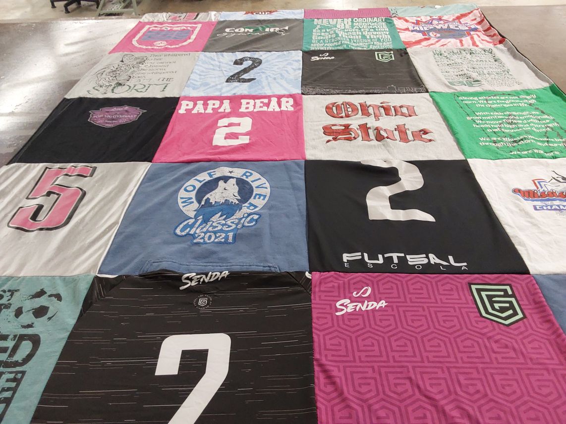 T-shirt quilt from ohio state university by Anne from MS