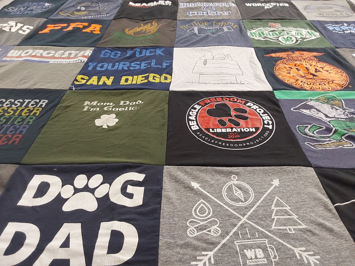 T-shirt quilt from indiana university, notre dame university by Matthew from LA