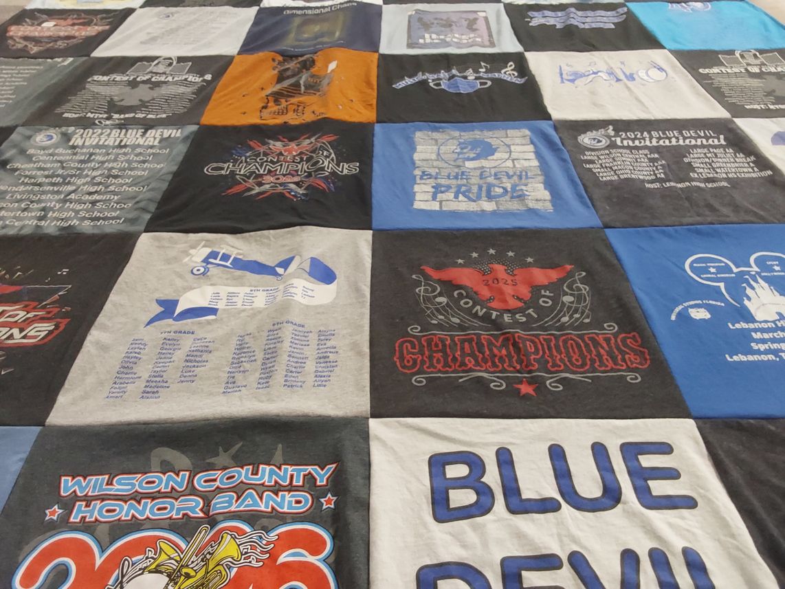 T-shirt quilt from lebanon high school by Lorraine from TN