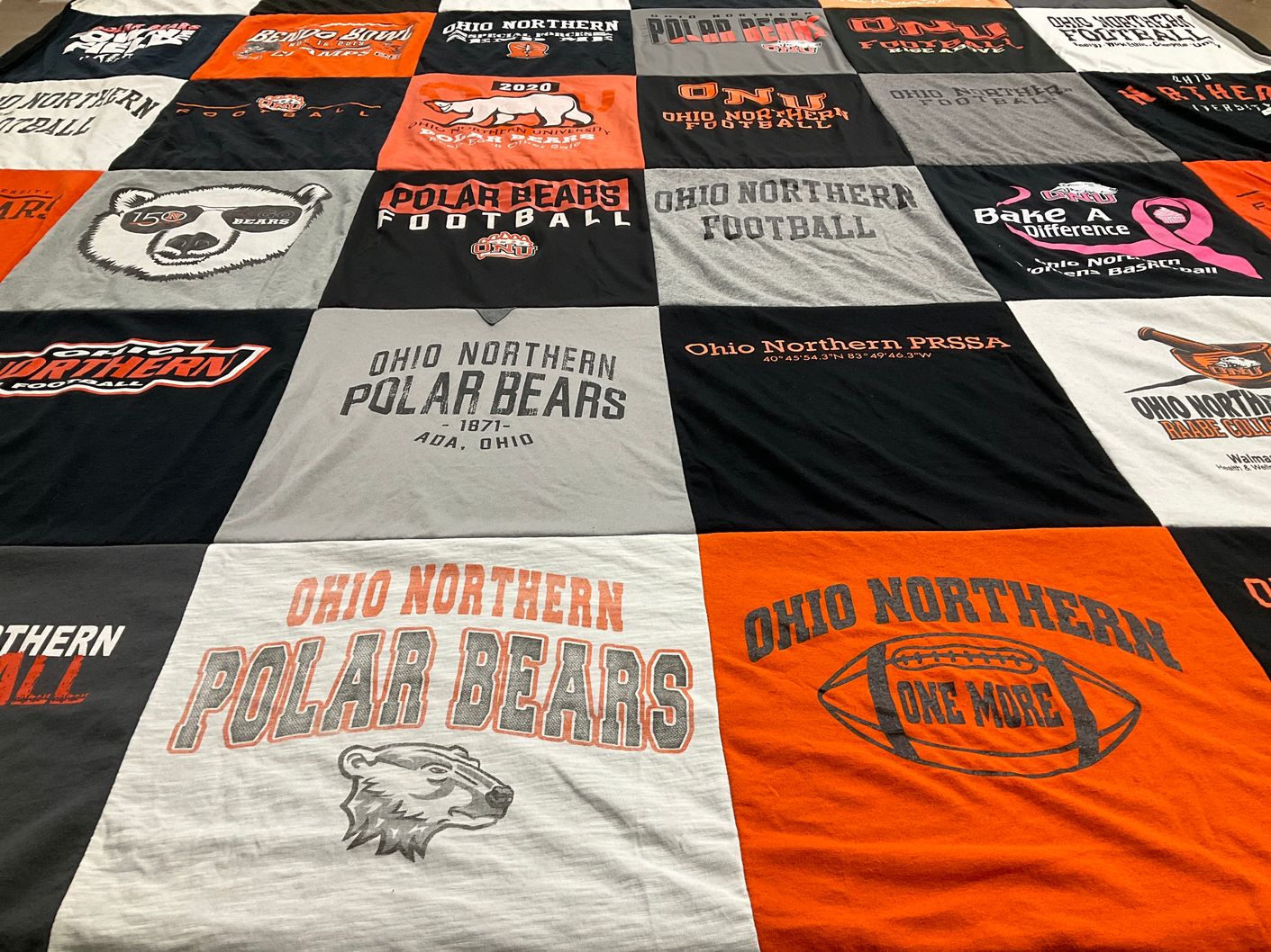 T-shirt quilt featuring ohio northern polar bears football by Keith from MI