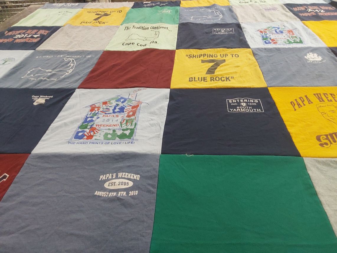 T-shirt quilt with family gatherings, reunions themes by Nancy from ME