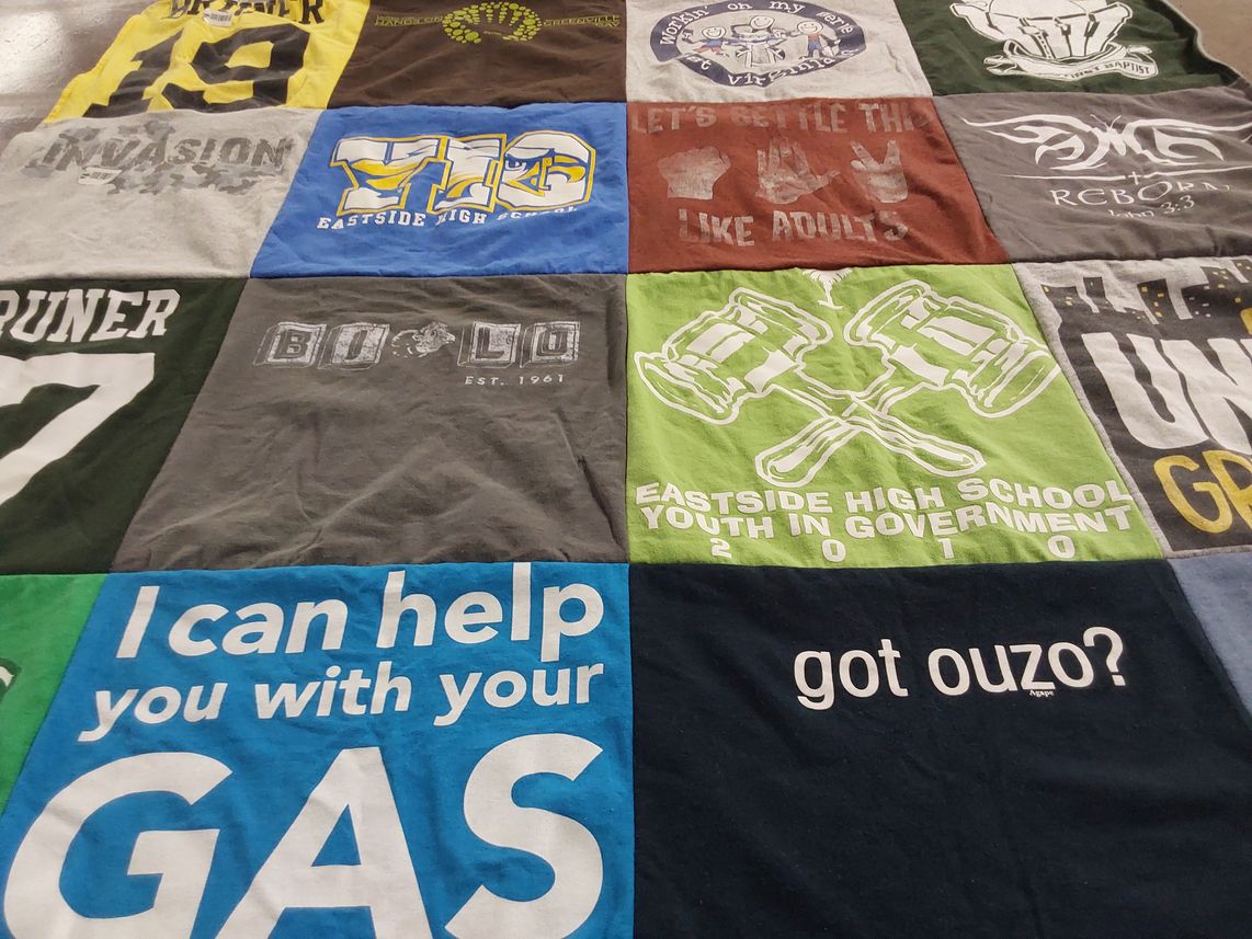 T-shirt quilt from eastside high school by Andrea from NC