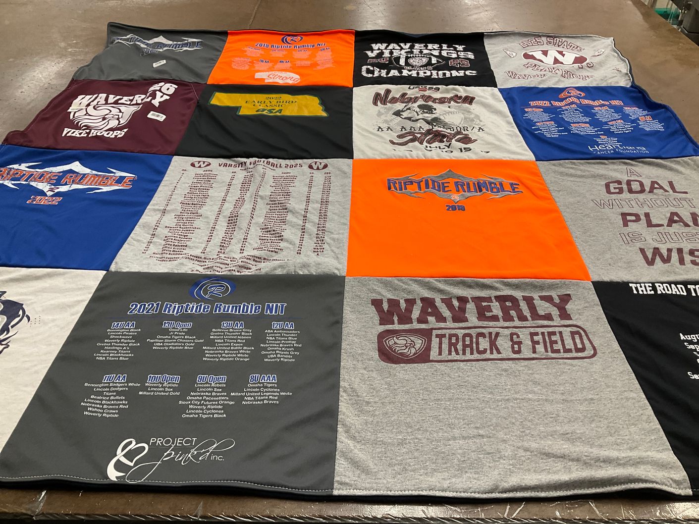 T-shirt quilt featuring waverly wrestling team, waverly track and field team by Laura from NE
