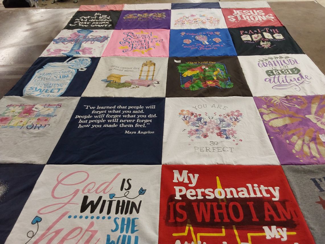 T-shirt quilt with faith, inspiration themes by Stephanie from NC