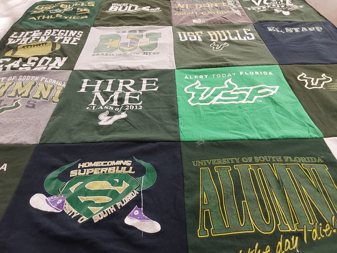 T-shirt quilt featuring university of south florida bulls by Lauren from FL