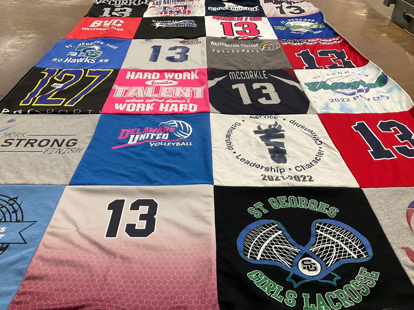 T-shirt quilt from st. georges technical high school, washington college by kristin from DE
