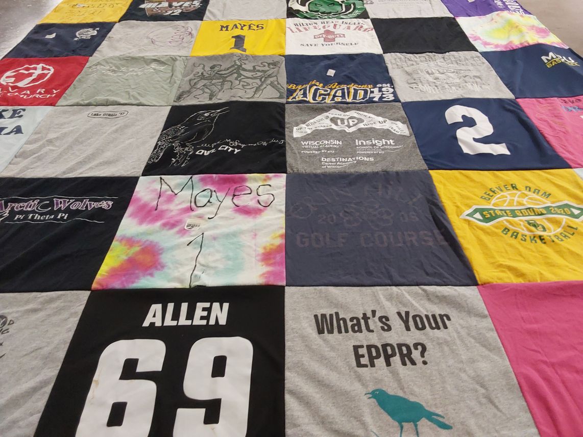 T-shirt quilt featuring beaver dam basketball by Traci from MN