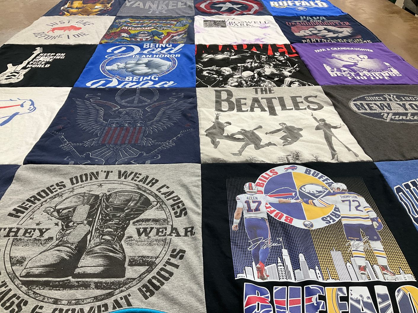 T-shirt quilt featuring buffalo bills, buffalo sabres by Pauline from NY