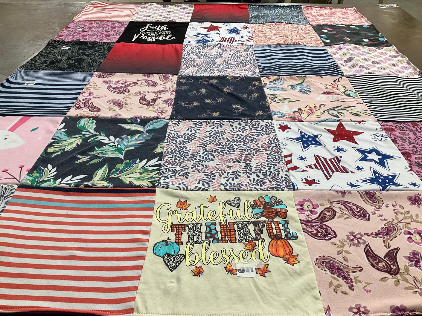 T-shirt quilt with fabric arts, quilting themes by Christine from FL