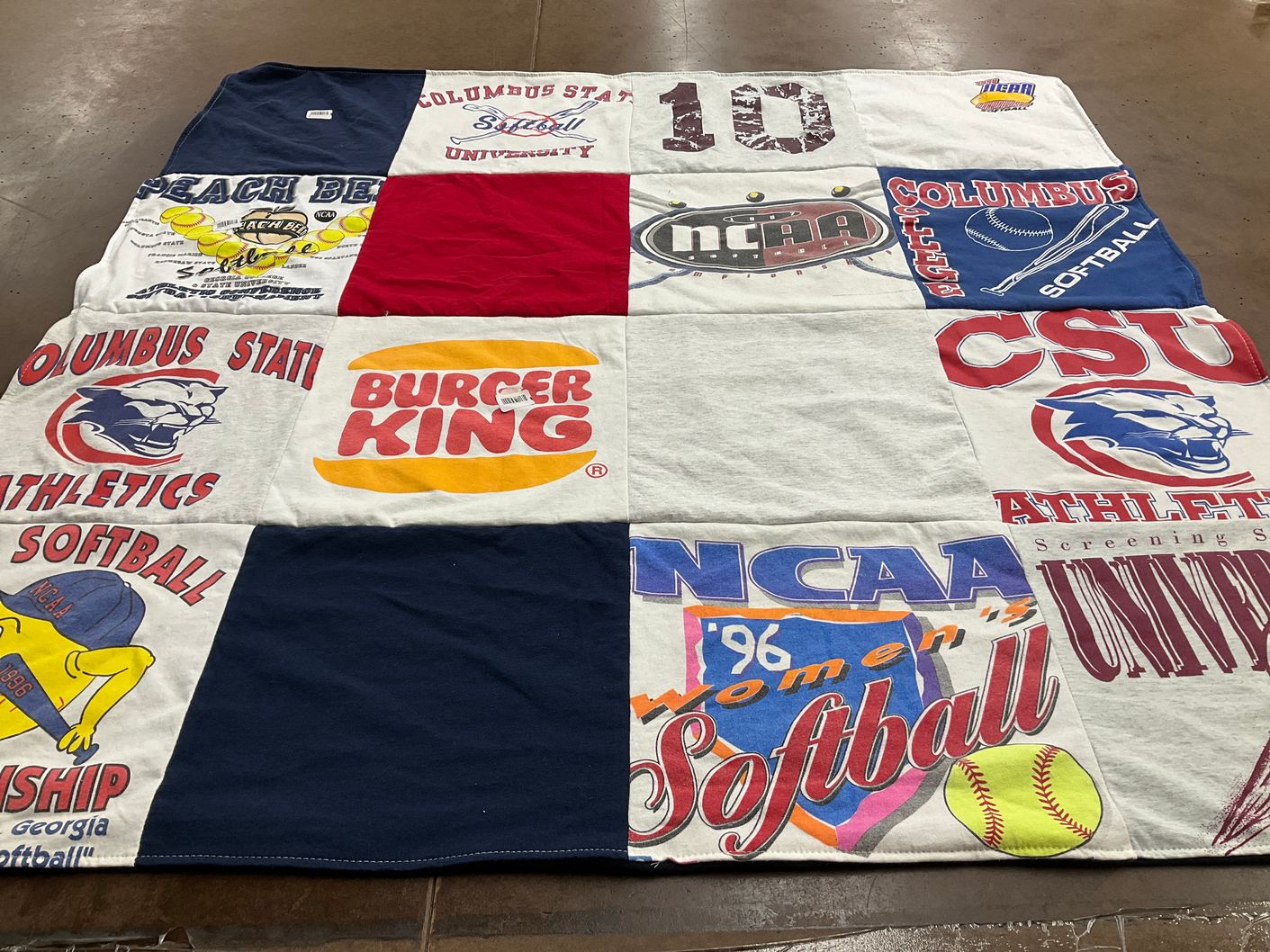 T-shirt quilt featuring columbus state university softball by Caren from MA