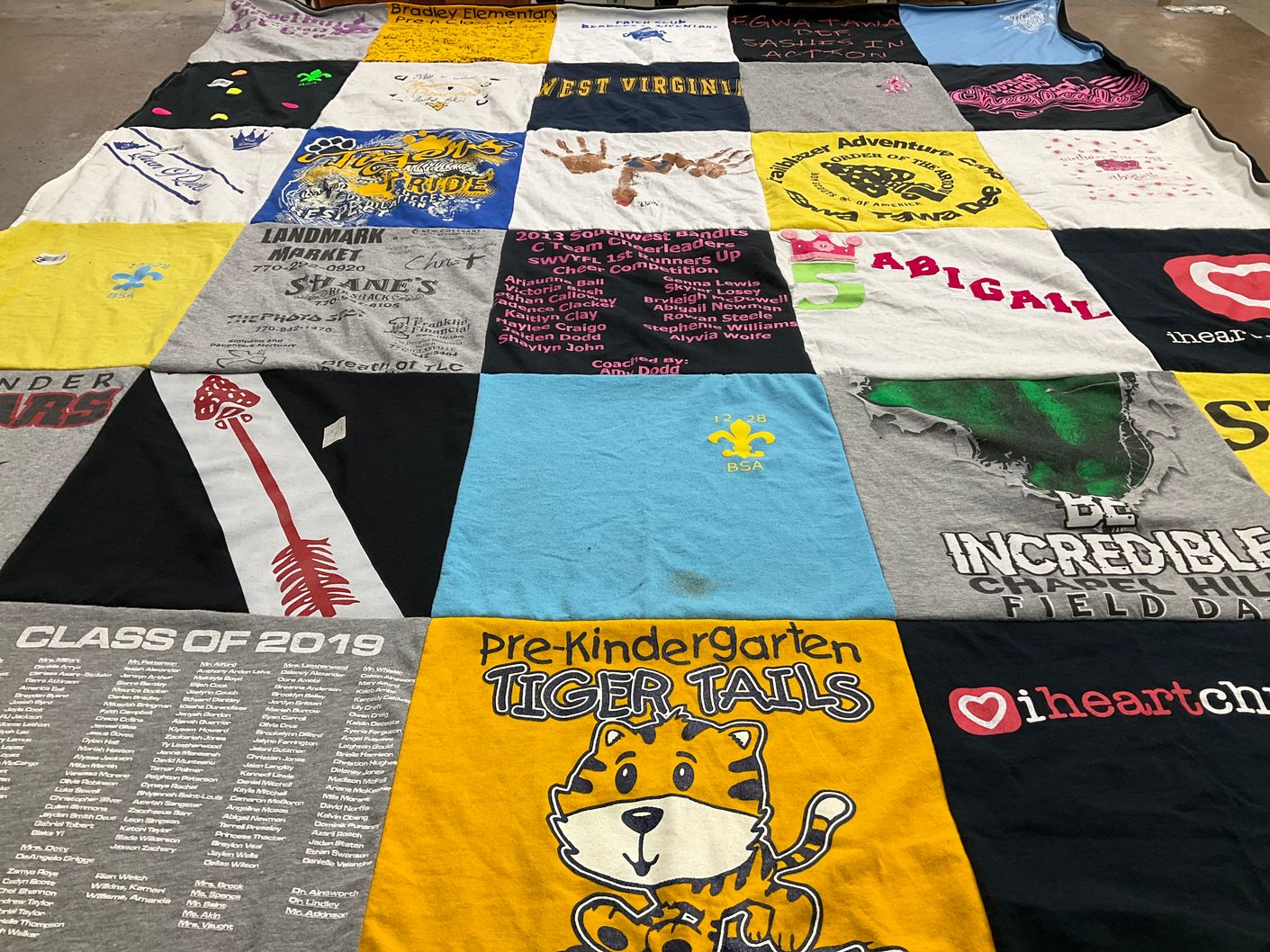 T-shirt quilt from bradley elementary school by Tonya from GA