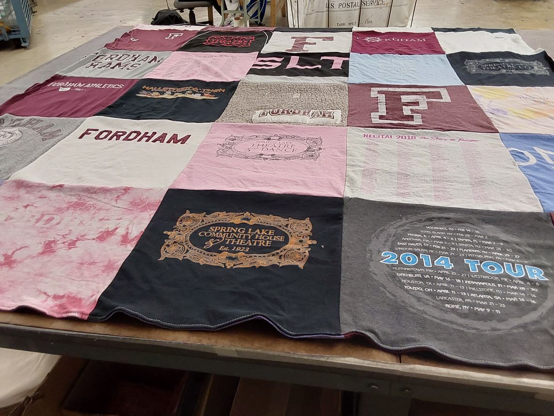 T-shirt quilt from fordham university by Jacqueline from NJ