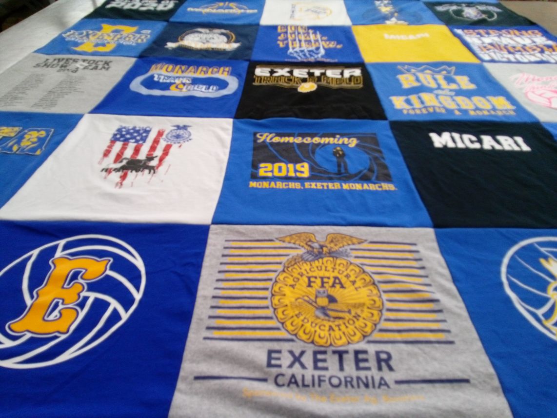 T-shirt quilt featuring exeter monarchs by Beth from CA