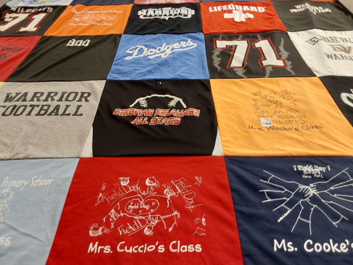 T-shirt quilt featuring delaware valley warrior football by Kim from PA