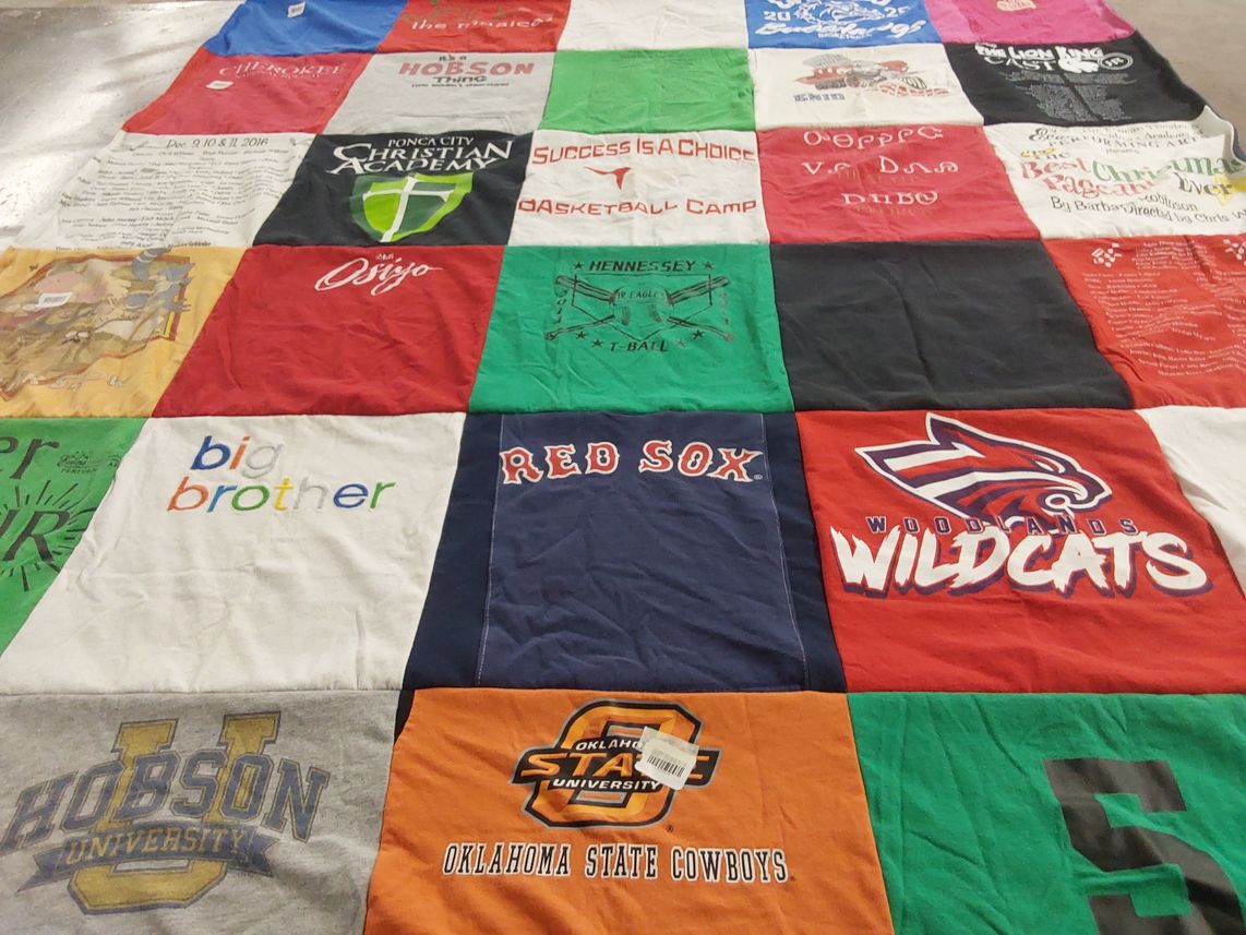 T-shirt quilt featuring woodlands wildcats by Kay from NM