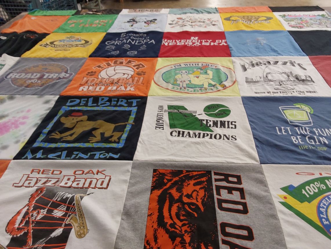 T-shirt quilt featuring red oak basketball by Marcia from IA