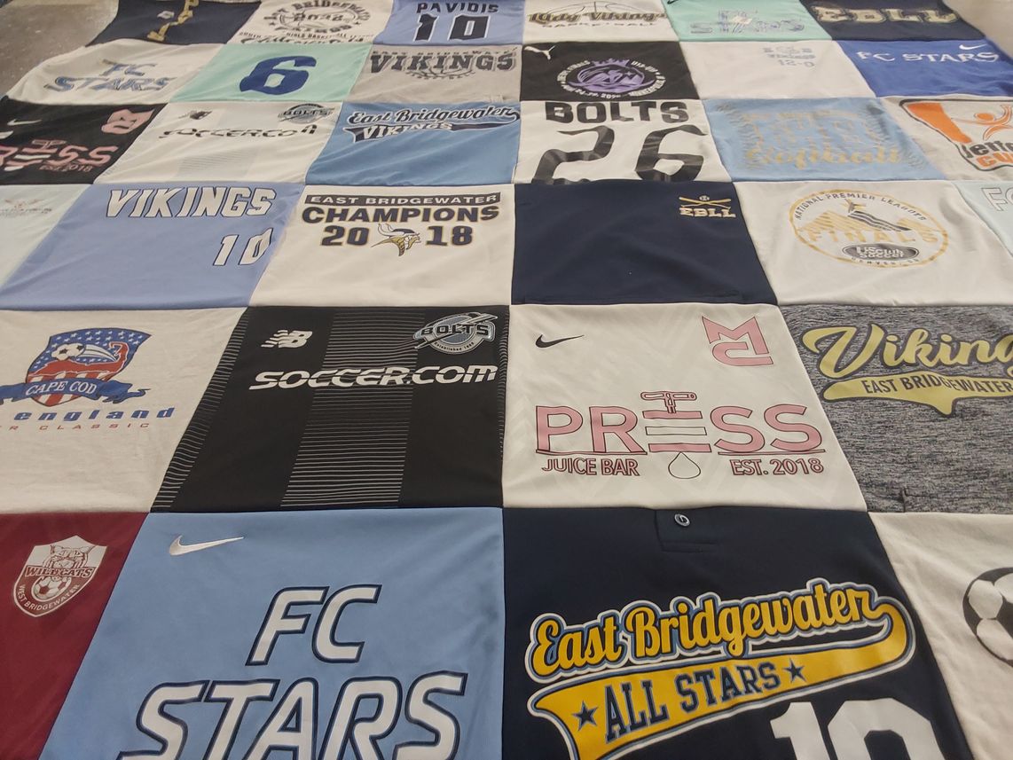 T-shirt quilt featuring east bridgewater vikings by Marybeth from MA