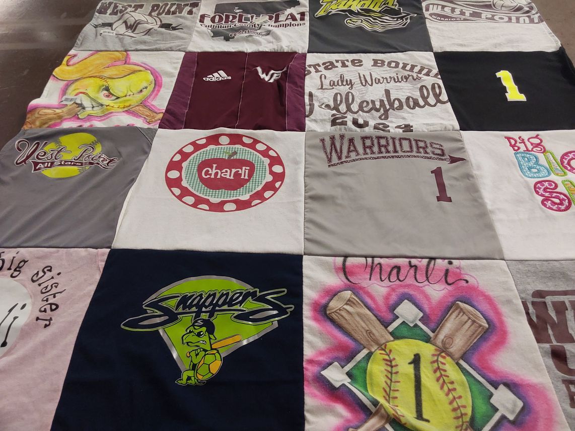 T-shirt quilt featuring lady warriors volleyball team by Brandi from AL