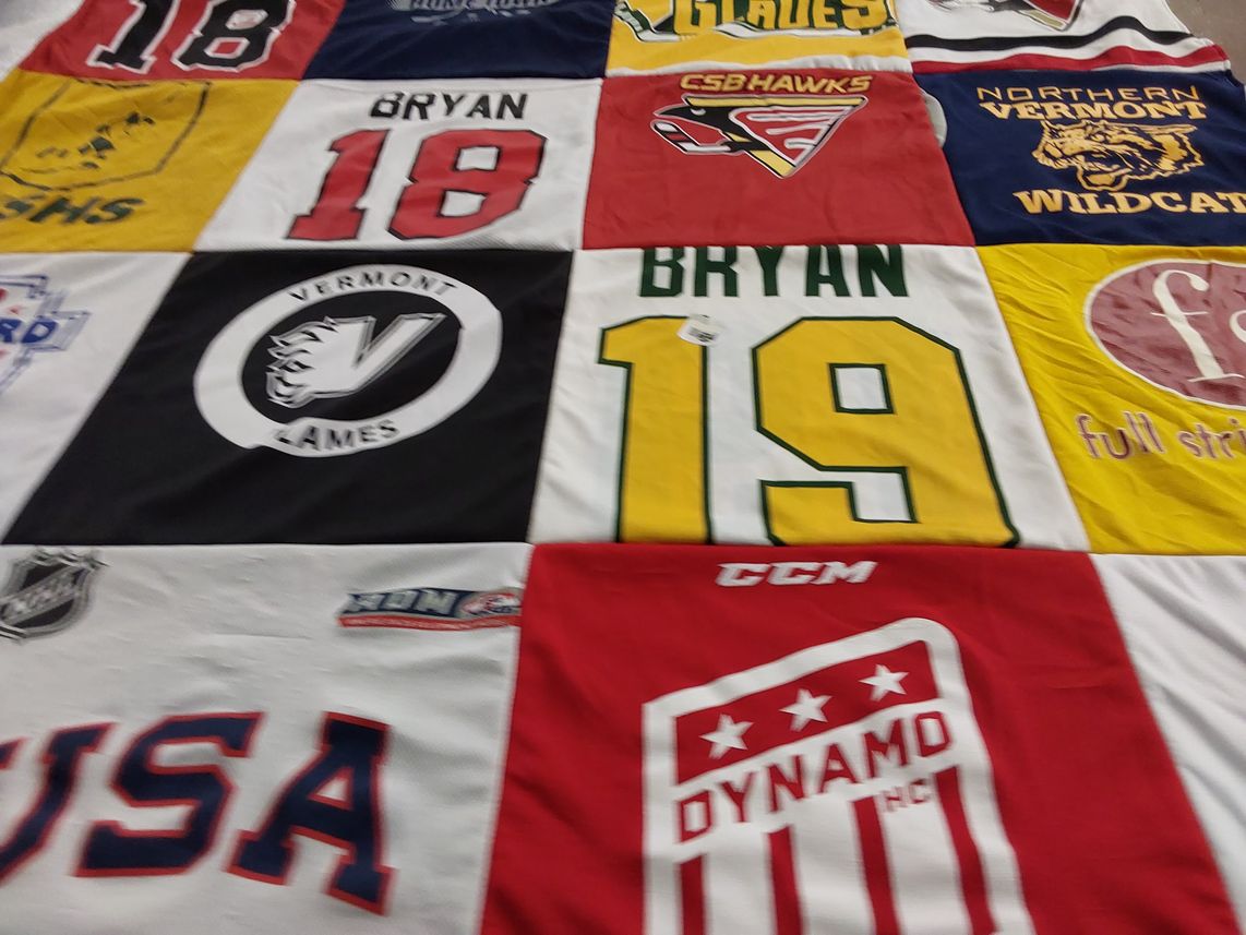 T-shirt quilt featuring csb hawks, northern vermont wildcat by Ashley from VT