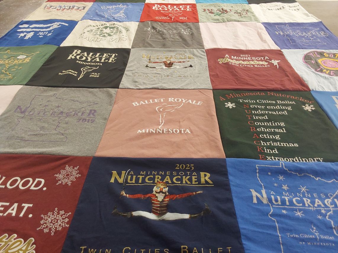 T-shirt quilt with ballet, theater themes by Melissa from MN