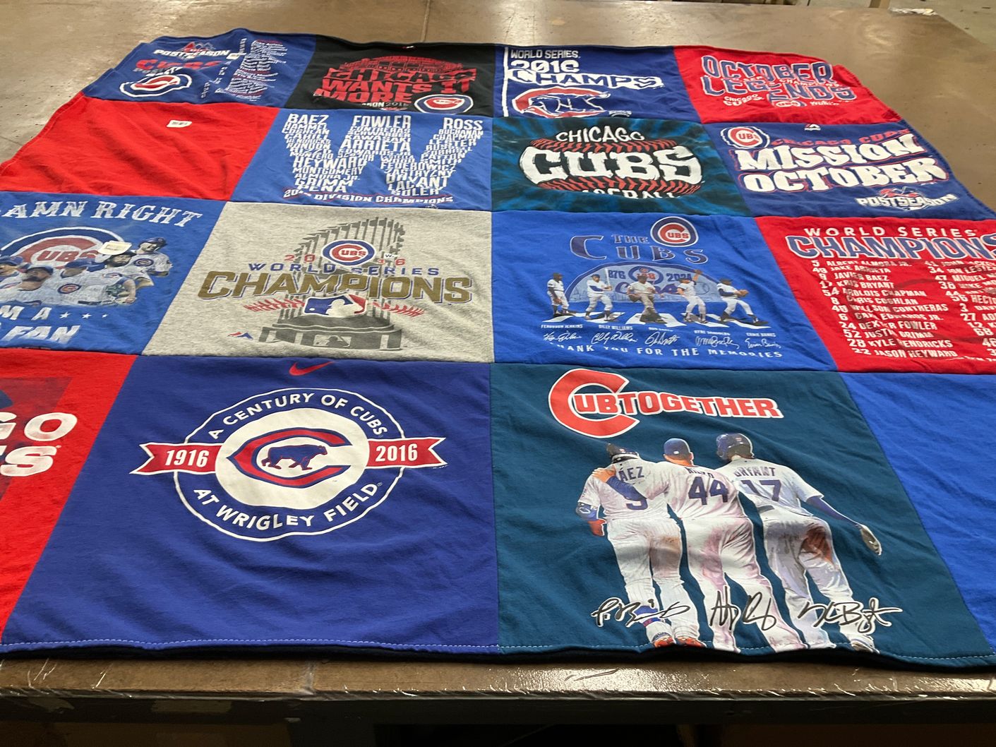 T-shirt quilt featuring chicago cubs by Kathy from NE