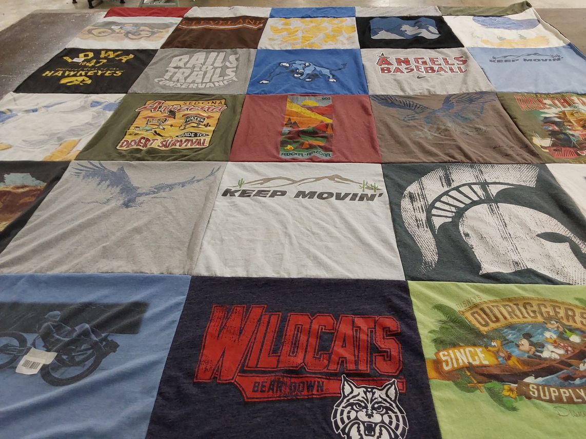 T-shirt quilt featuring iowa hawkeyes, wildcats by Rosemary from AZ