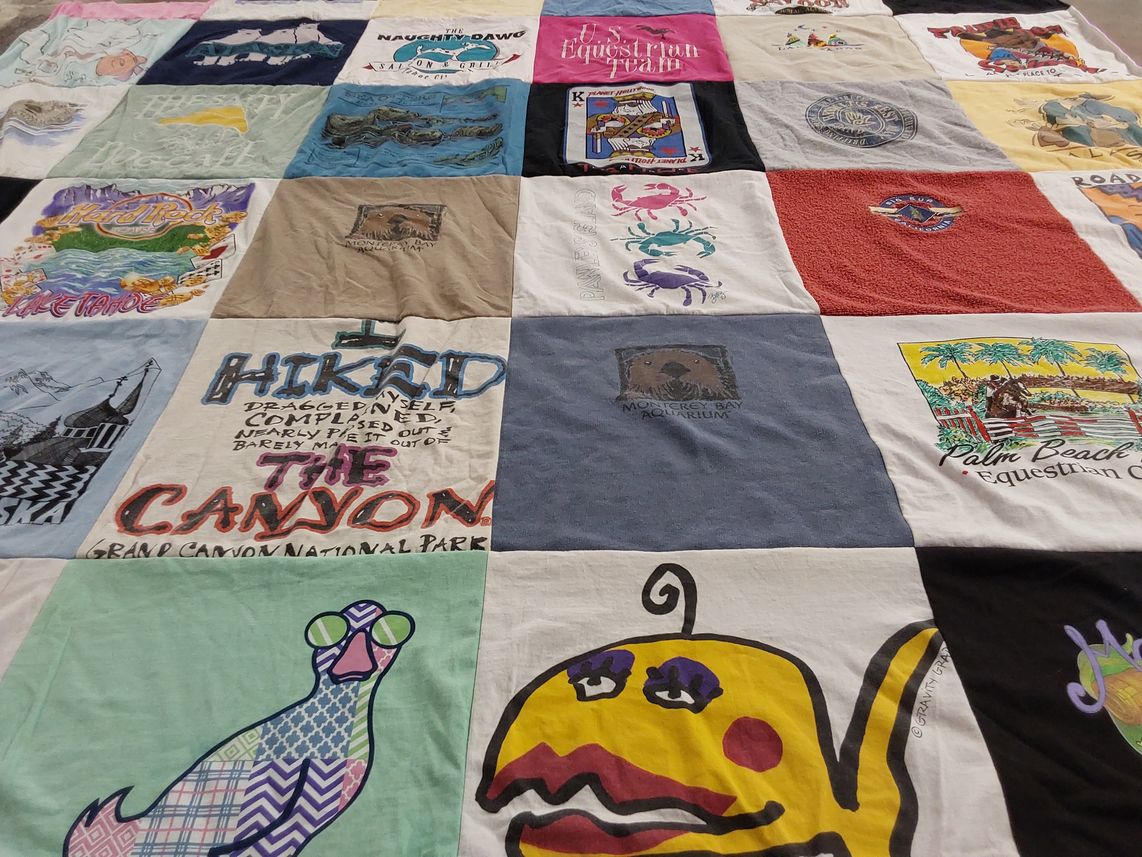 T-shirt quilt with travel, nature themes by Teresa from NC