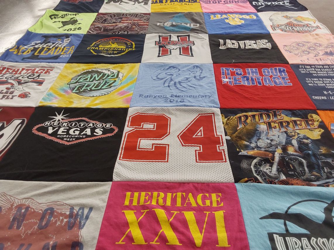 T-shirt quilt from heritage elementary school by Jami from CO