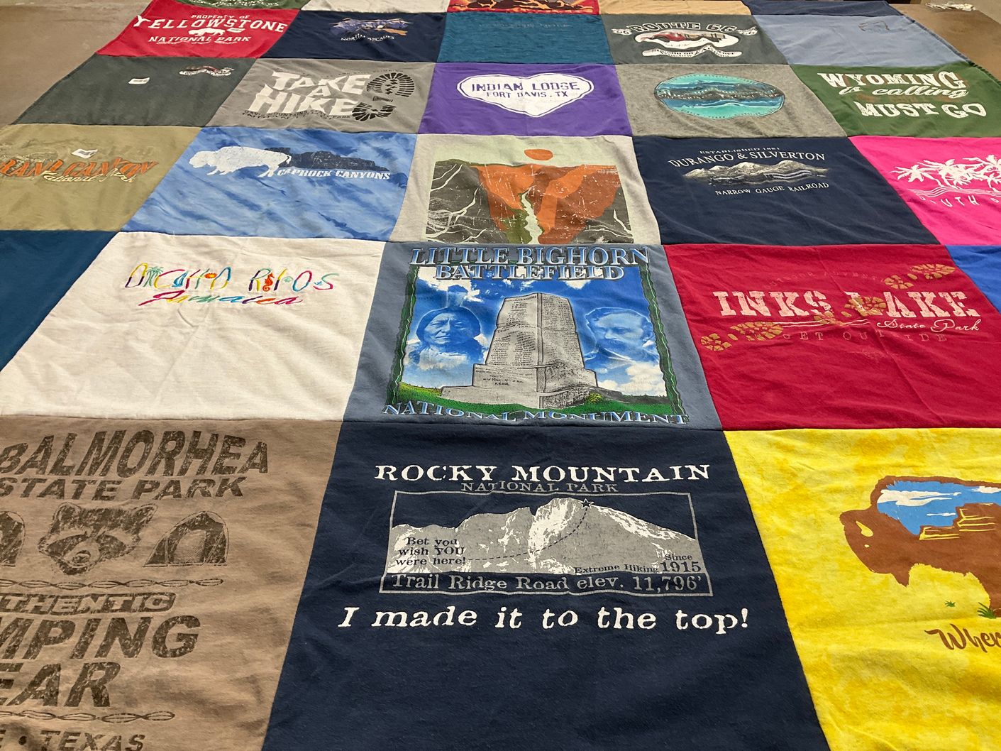 T-shirt quilt with hiking, nature themes by Rick from TX