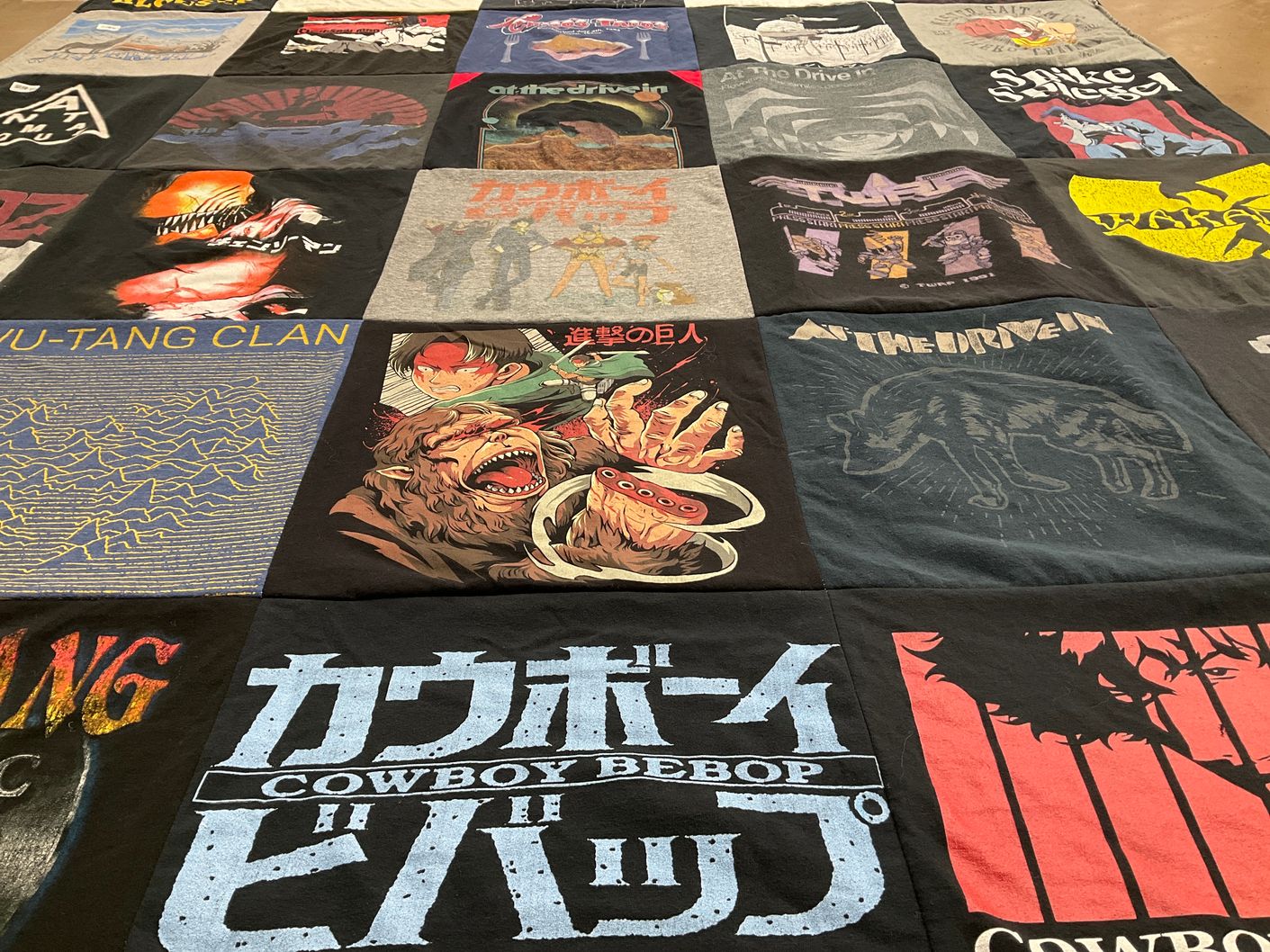 T-shirt quilt with anime, music themes by Ruben from TX