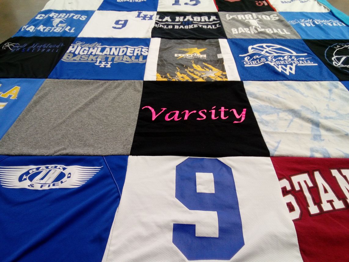 T-shirt quilt featuring la habra high school girls basketball, cerritos high school basketball by Lisa from CA