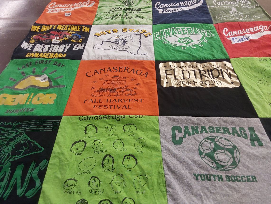 T-shirt quilt featuring canaseraga braves, canaseraga youth soccer by Stephanie from NY