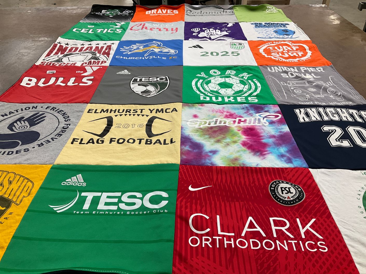 T-shirt quilt featuring elmhurst ymca flag football by Stacey from IL