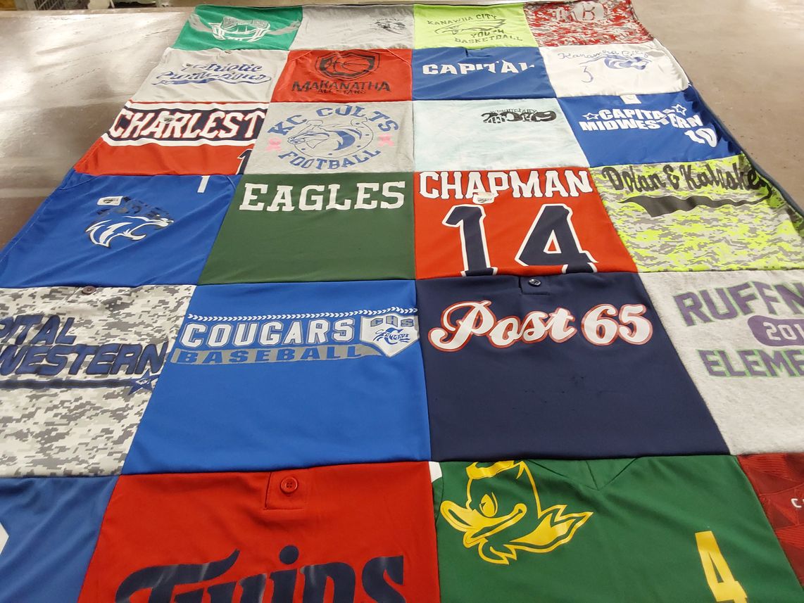 T-shirt quilt featuring cougars baseball, kanawha city eagles by Devon from WV