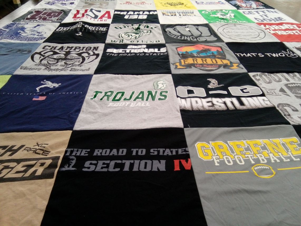 T-shirt quilt featuring greene football, trojans football by Carly from NY