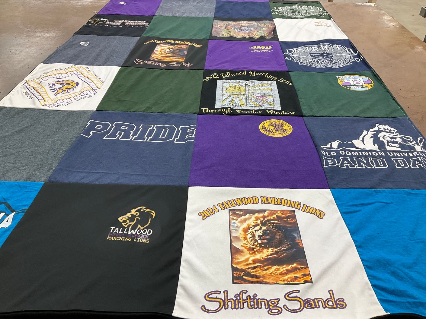 T-shirt quilt featuring tallwood marching lions by Kerry from VA