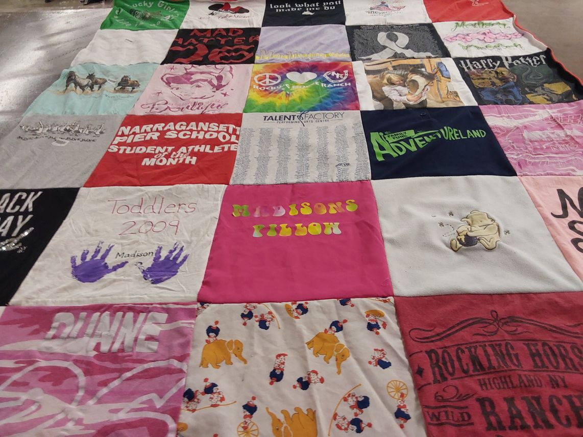 T-shirt quilt from narragansett pier school by Michele from RI